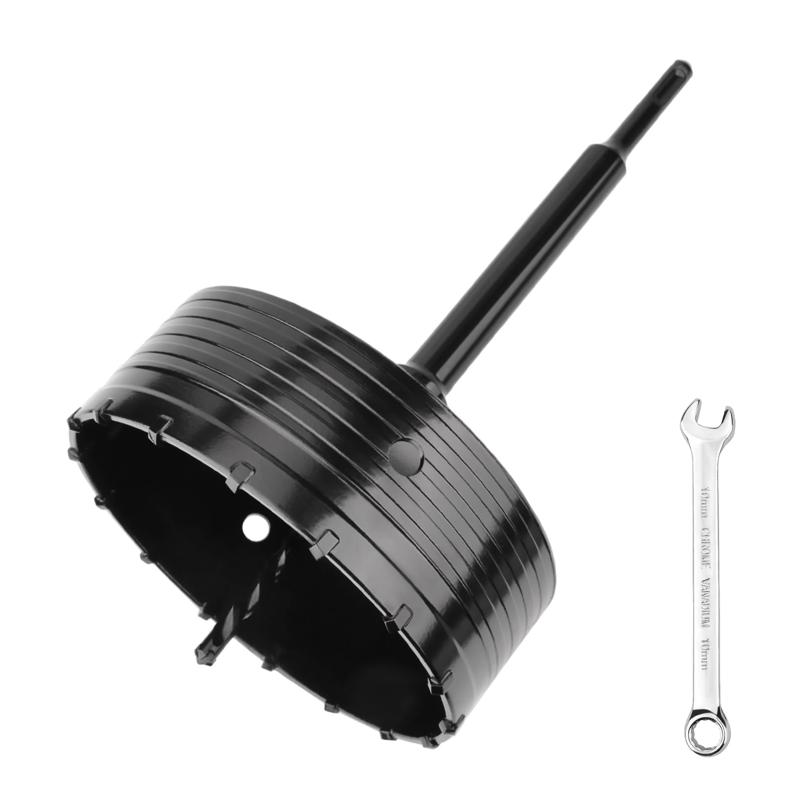 hsawbit 160mm Concrete Hole Cutter Core Drill Bit with 220mm SDS Plus Shank Connecting Rod, Masonry Hole Saw Tungsten Carbide Teeth for Concrete Cement Brick Wall Stone