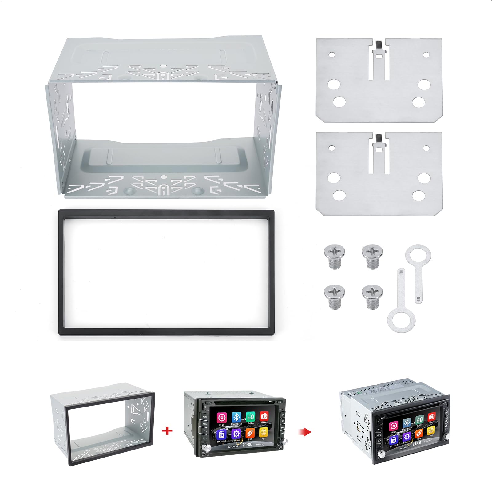 Photo 1 of BRZOXIN Universal Double 2 Din Car Player Frame Fascia, Radio Mounting Panel Holder Cage Accessories