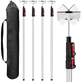12FT Dust Barrier Poles 4 Pack with Carry Bag, Stainless Steel Spring Retractable Zipper Wall Poles Kit for Home Renovation, Construction &amp; Isolation Work