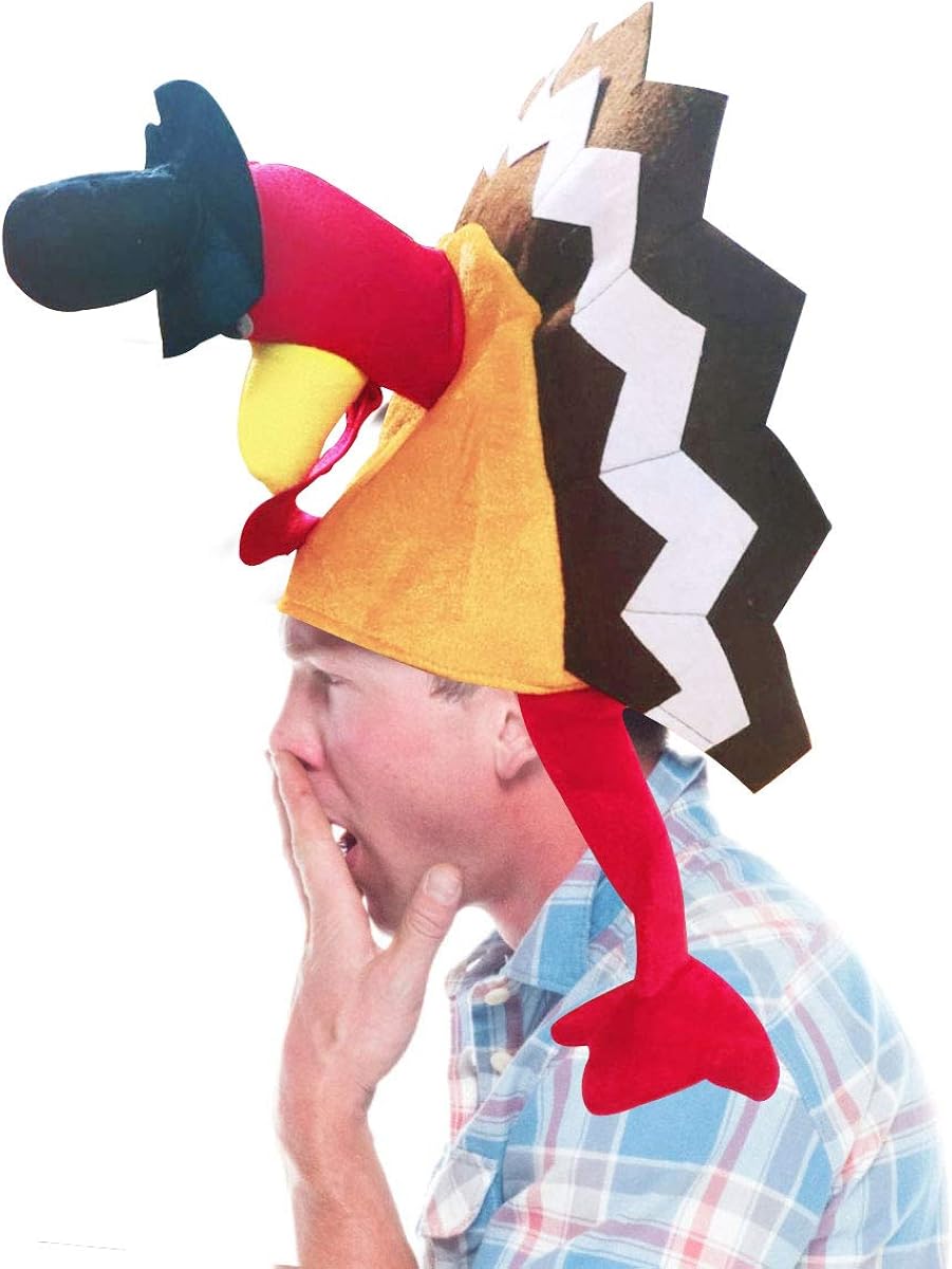 2 Pack Thanksgiving Party Turkey Hat Costume Unisex Hat with Tail Gifts Party Decor Costumes Novelty Turkey Hat Orange: Clothing