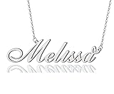 AOLO Melissa Heart Name Necklace Silver Stainless