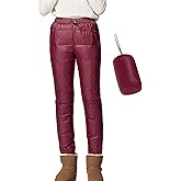 Flygo Womens Snow Pants Packable Winter Waterproof Windproof Outdoor Ultralight Warm Down Ski Pants Trousers