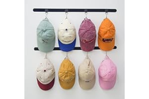 ETOWIFA Hat Organizer Rack for Baseball Caps [Up to 32 Caps] Hat Hanger Display for Wall and Over The Door Closet, Room/College Dorm Storage Holder - 2 Adhesive Straps and 8 Removable Hooks