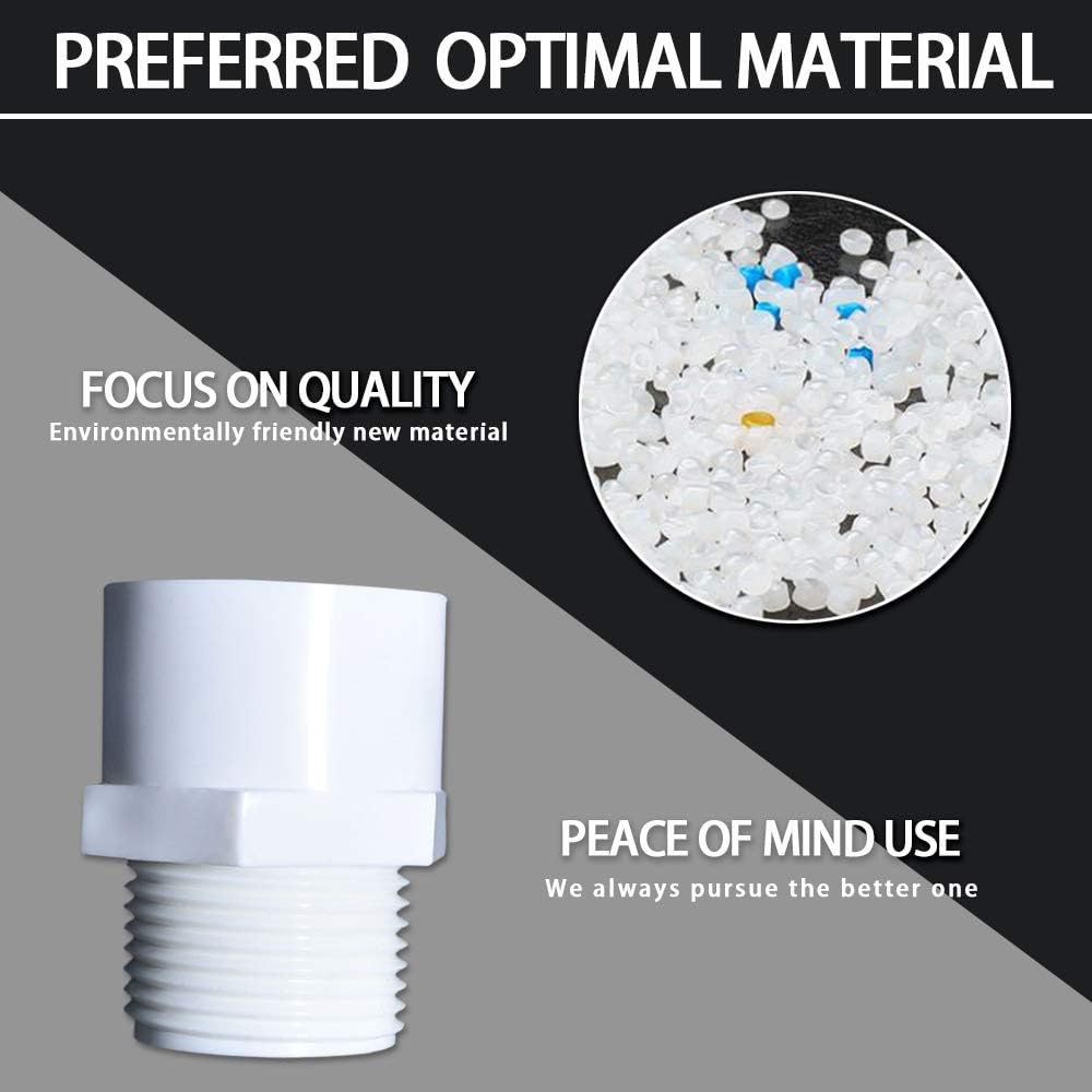 YOFASEN Water Pipe Connectors Kits, 20mm - 6pcs PVC Male Thread Pipe Fittings Adapter Connector + 1pcs Water Pipe Seal Tape - Image 5