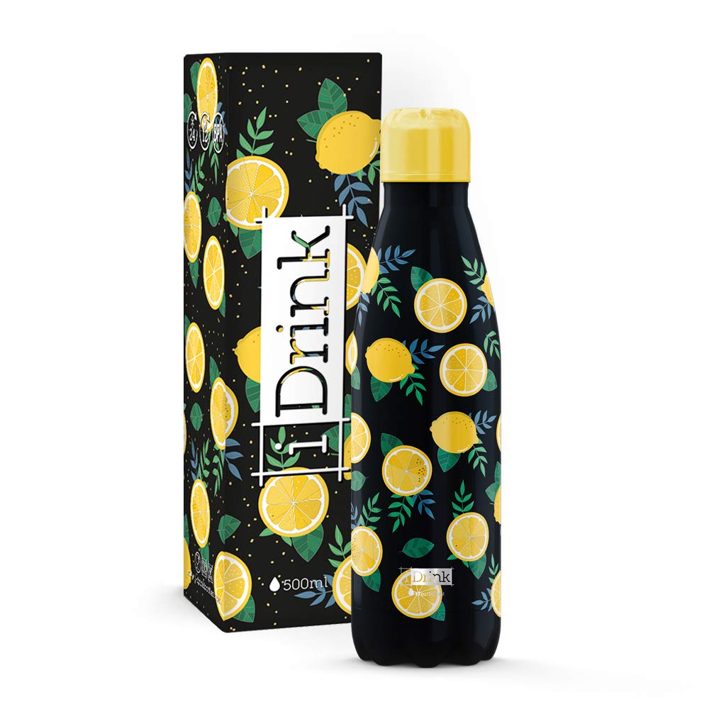 i-Drink Double Wall Steel Thermal Bottle 500 ml Decorated, Lemon