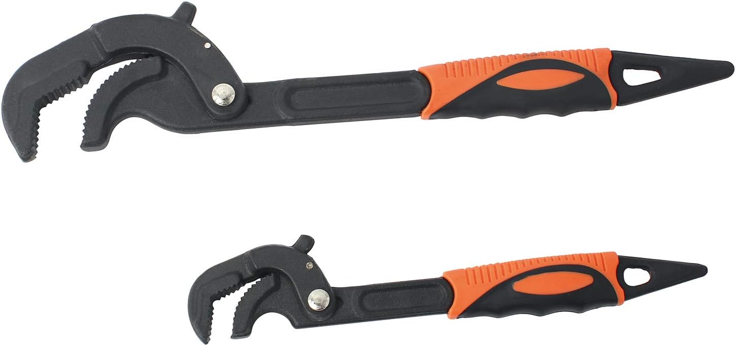 2 Pack Quick Multi-function Self-Adjusting Spanner Power Grip Pipe Wrench 0.6”-2.4”/14mm-60mm，10"(260mm) and 15"(380mm) Steel Handle Adjustable Wrench Water Pipe and Nut Wrench for Opening Filter