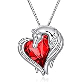 AOBOCO Horse Necklace 925 Sterling Silver Horse Lovers Heart Pendant with Crystal Animal Jewelry Gift for Women