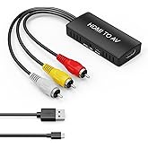 HDMI to RCA Converter, HDMI to AV 3RCA CVBs Composite Video Audio Converter Adapter for Old TV Compatible PAL/NTSC for Roku, 