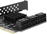 Fdit PCIe SATA Card 6 Port 6Gbps SATA Controller Expansion Card PCI-e x4 3.0 to view 6