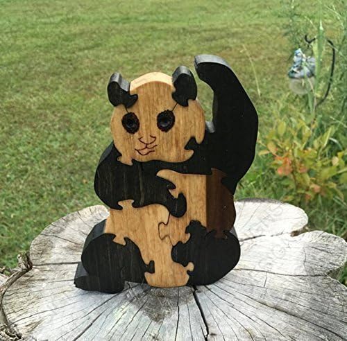 Panda Bear Eco-Friendly Wooden Puzzle Toy for Toddlers Featuring 9 Interlocking Pieces of Poplar Promotes Cognitive Development and Fine Motor Skills