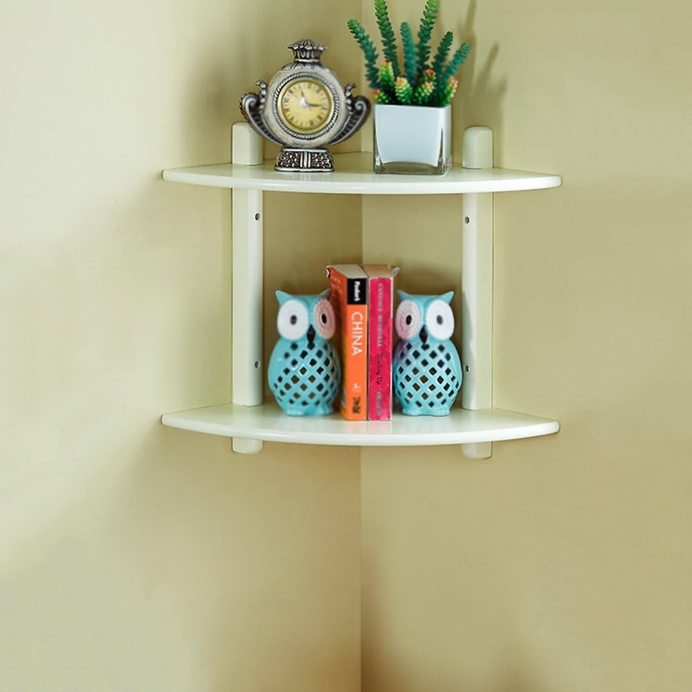XIAOLIN Fan-shaped Partition Triangle Shelf Corner Shelf Wall Hanging Creative Bookshelf Corner Shelves Angle Frame Angle Frame Shelf Free Hole Wall Decorative Flower Shelf (Color : White)
