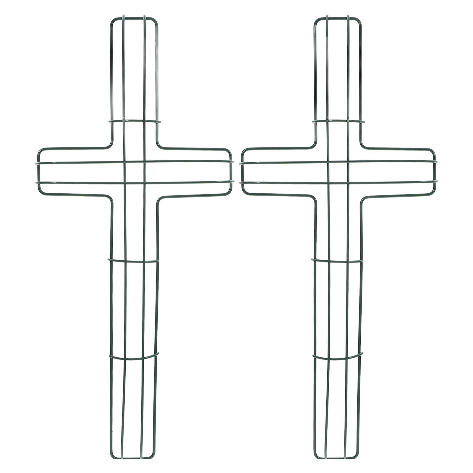 GANAZONO 2Pcs Wire Wreath Frame Form Cross Shaped Metal Wreath Making Ring Flower Arrangement Halloween Party Decoration for Easter Religious Church Decoration