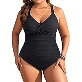 Aqua Eve Plus Size One Piece Swimsuit - Women's Tummy Control Bathing Suit Retro Full Coverage Swimwear 2025