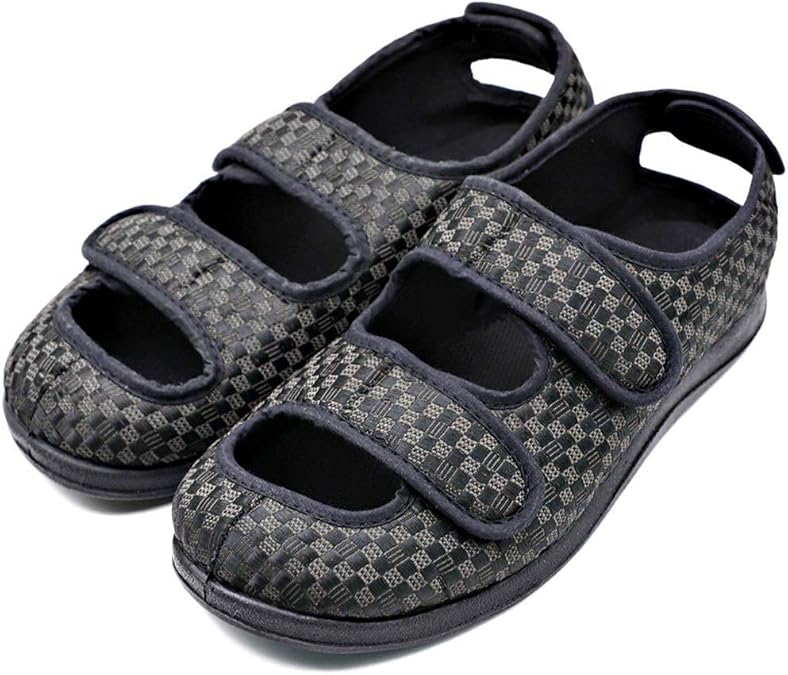 MEJORMEN Mens Diabetic & Edema Slippers Wide Width Sandals Fully Adjustable Touch