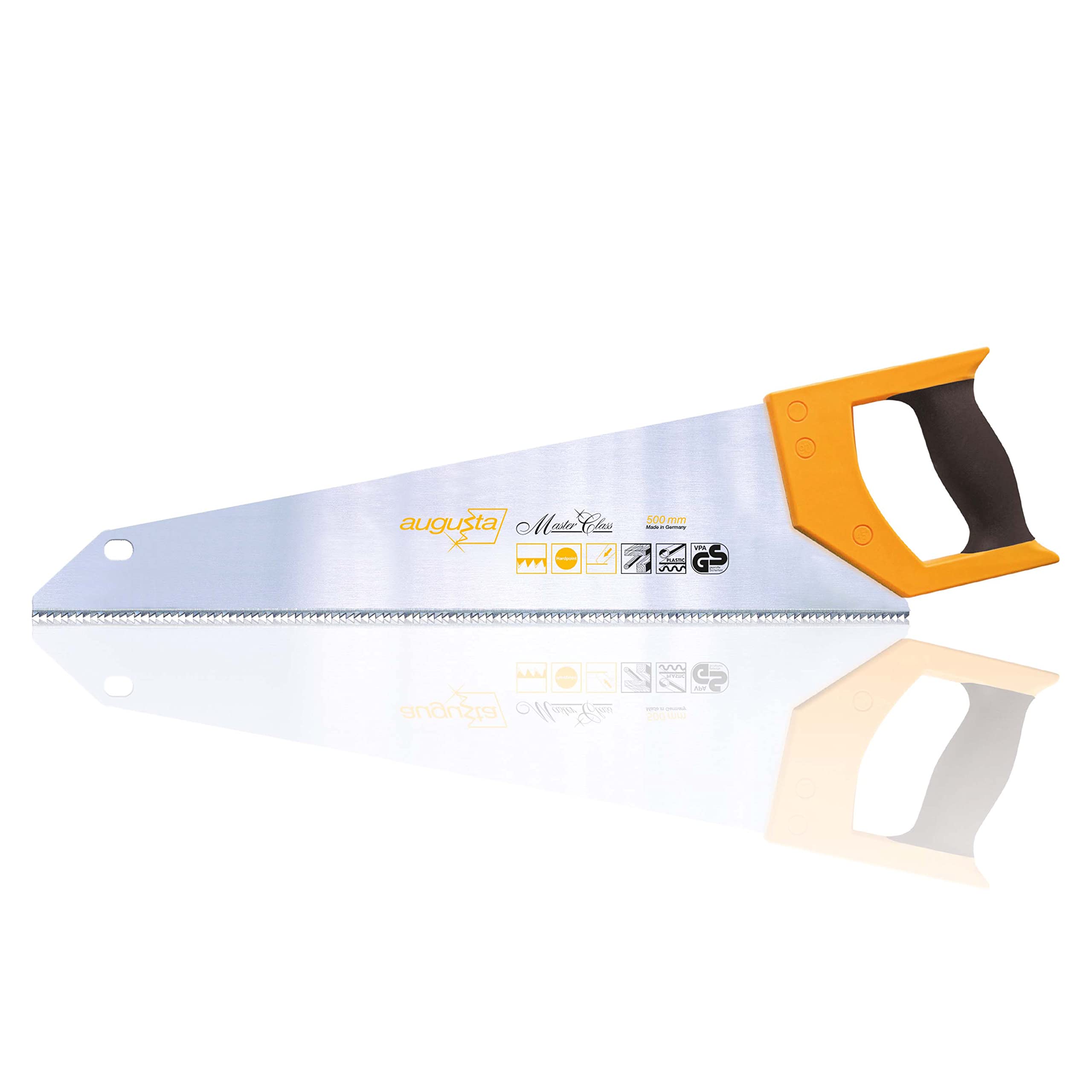 Augusta-Heckenrose Fox Saw 500 mm - Special Hand Saw with 2-Component Soft Grip - for Working with worktops, chipboard, Construction Timber and PVC - Powerful Push Teeth for Fast cuts