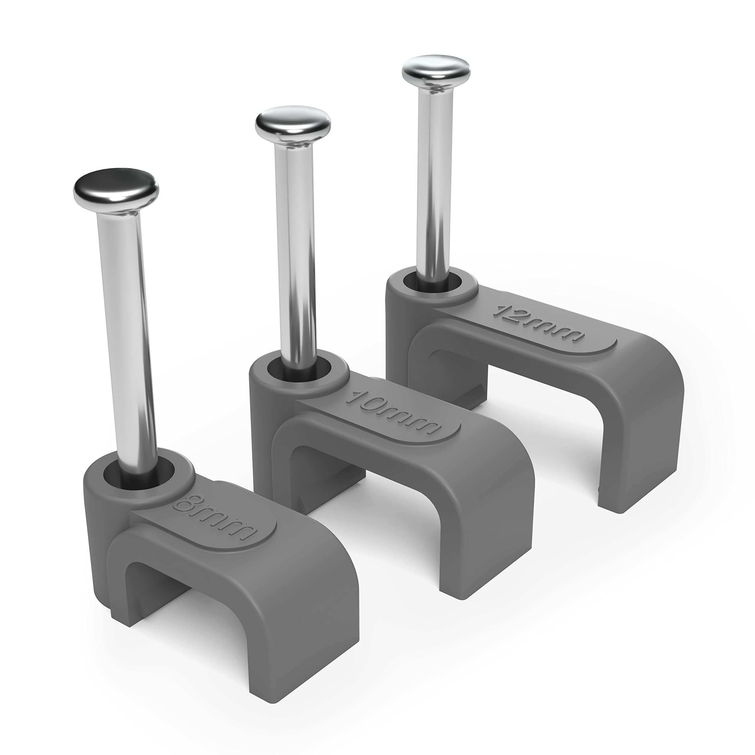 1.5mm Flat Gray Nail Clips (Pack of 100) Wire Clips for Organising Electrical, Cat 5/6 / 7, 6P4C 8P8C, RJ11 RJ45 Telephone, Optical Flat Patch Network Ethernet Internet Leads