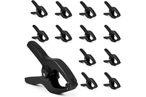 ACOSEA 13-Pack Spring Clamps 3.5 inch Plastic Small Spring Clips,Clamps Heavy Duty for crafts,Mini Clamps for Woodworking and Backdrop Clips Clamps for Photography Studios(Black)