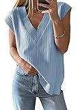 Saodimallsu Womens V Neck Sweater Vest Oversized
