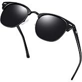 KANASTAL Semi Rimless Polarised Sunglasses Men Women Classic Horn Rimmed Frame UV400 Half Frame Shades