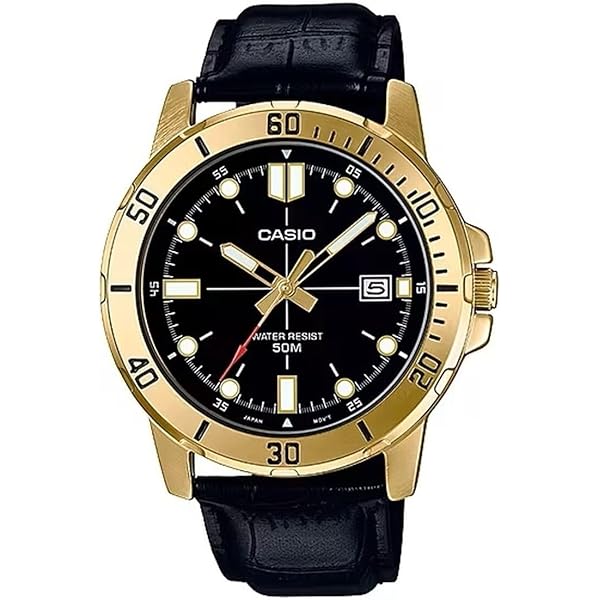 Orologio Casio MTP1183Q-9A | Uomo Analogico Cinturino Pelle Oro | Datario E 30m防水