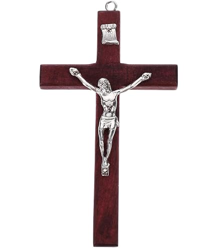 2 Croix Murales En Bois Et Alliage Avec Christ - Décoration Religieuse Catholique Pour église Ou Maison, Environ 70x10 Cm