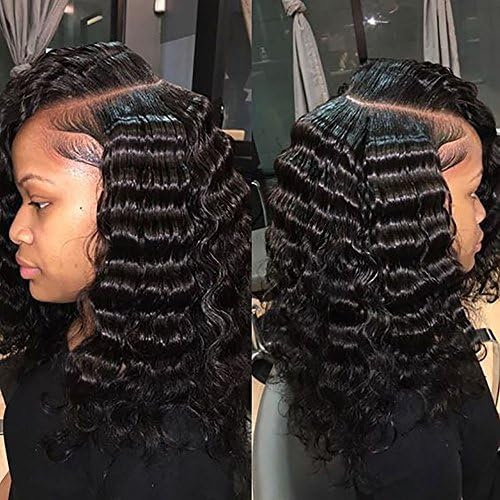 Evlynn Hair 4"x4" Lace Closure with Baby Hair Deep Wave Brazilian Virgin Human Hair Bleached Knots Naturl Black (Middle Part 10 Inch)