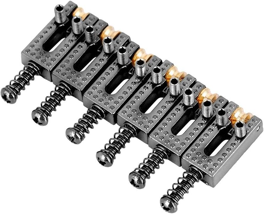 Dilwe Saddle for Electric Guitar 6 Roller Bridge Saddles for Strat Tele Electric Guitar 4 colors(Black