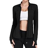 YOKGO Women's Workout Jackets Full Zip Running Yoga Jackets Lightweight Athletic Clothes with Thumb Holes
