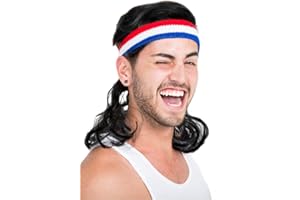 MULLET ON THE GO The Bobcat Mullet Headband Wig, Black Hair, One Size