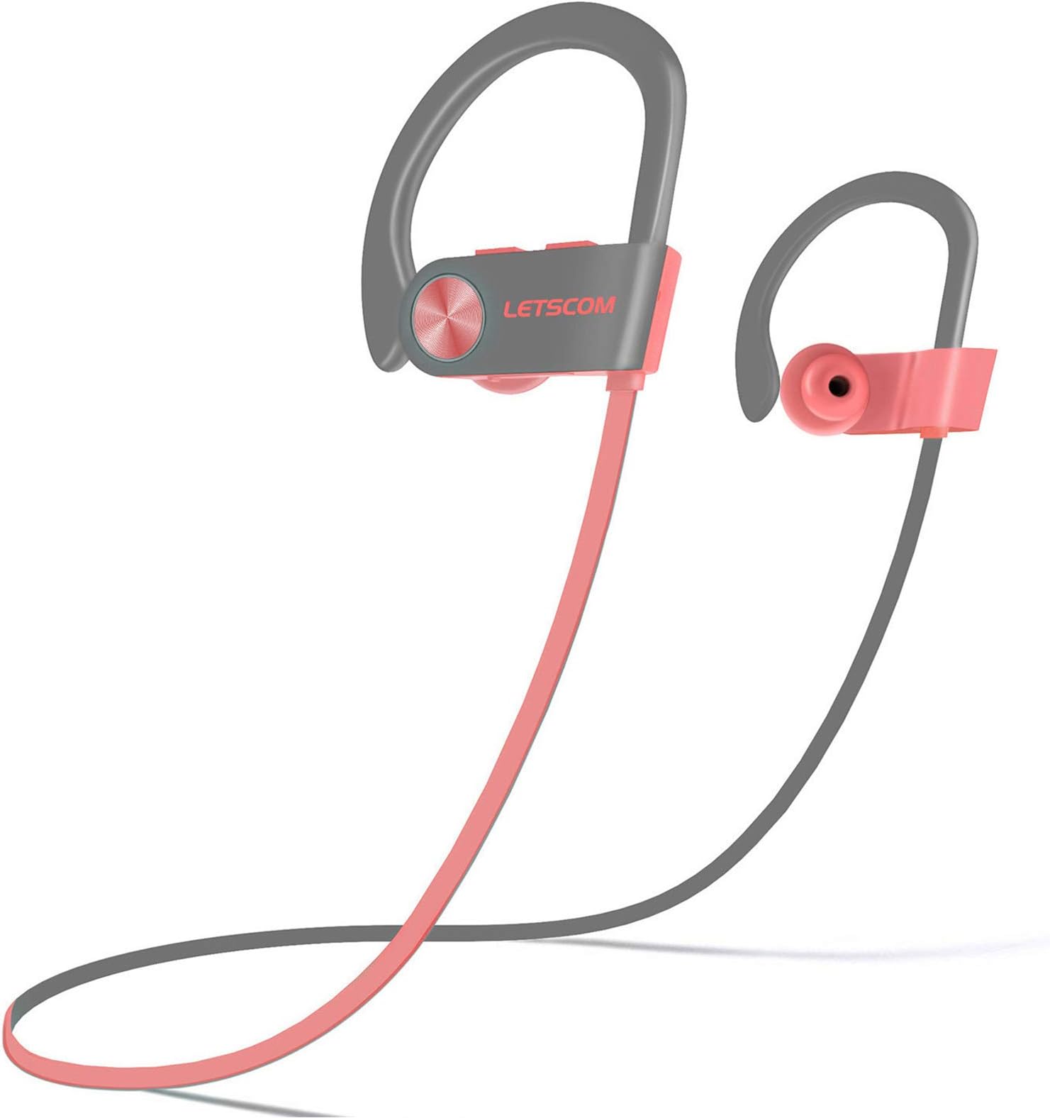 LETSCOM Bluetooth Headphones V5.0 IPX7 Waterproof, Wireless Sport Earphones, HiFi Bass Stereo Sweatproof Earbuds W/Mic, Noise Cancelling Headset for Workout, Running, Gym, 8 Hours Play time