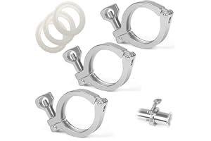 HUOFUMEN 1.5" Sanitary Tri-Clamp - 304 Stainless Steel Single Pin Heavy-Duty Design, 3-Pack for Home Brewing and Beverage Processing