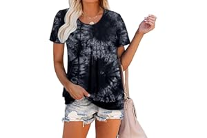 ZOLUCKY Womens Casual Short Sleeve Tunic Tops Scoop Neck T Shirts Summer Loose Fit Tunics
