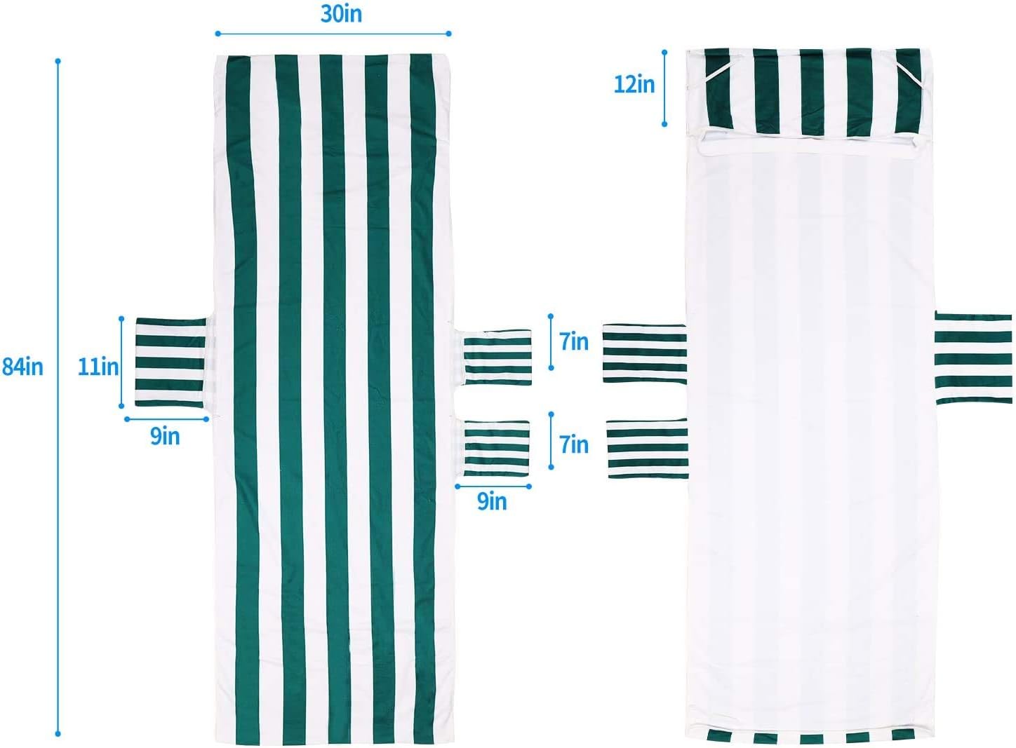 Lounge Chair Cover,Microfiber Beach Towel Cover Patio Chairs and Recliners Cover,Chaise Lounge Chair Cover Sun Lounger with Pockets for Pool,Hotel,Vacation,Sunbathing Fast Drying Terry Towel (Y12): Kitchen & Dining