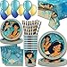 Princess Jasmine Party Decorations For 16. Princess Jasmine Plates and Napkins for Cake, Cups. Aladdin Birthday Party Supplies, with Genie, Magic Carpet Tablecloth, Abu, Jafar. Disney Licensed