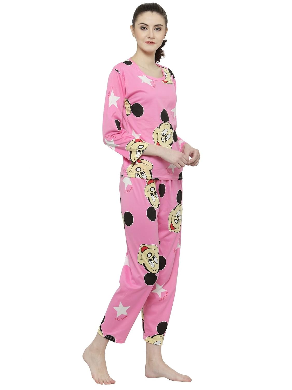 n-gal women pink black printed nightwear pajama loungewear set - nayn40-pink