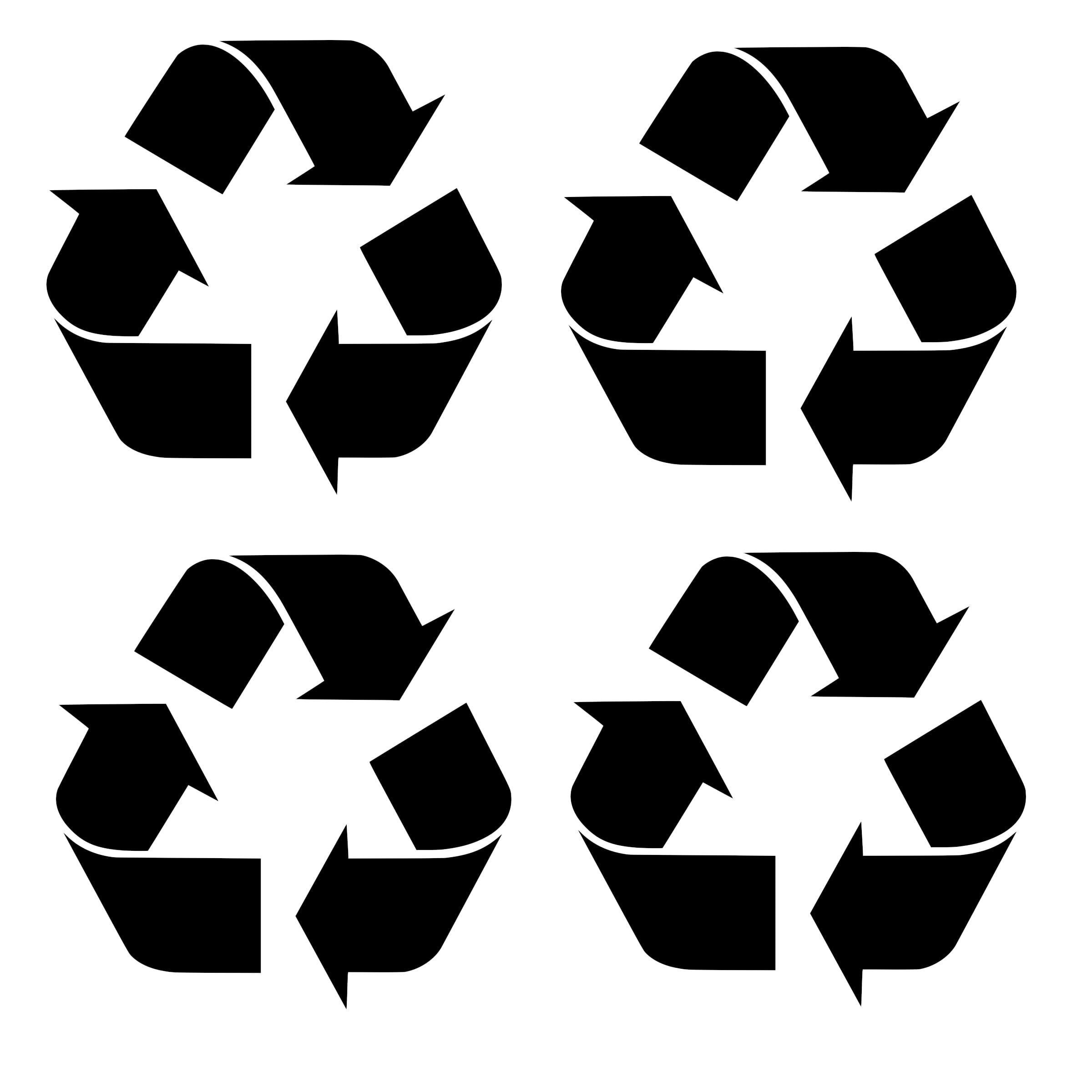 Pack of 4 Recycling Logo Stickers for Bins - Waterproof - Easy to Apply - Stain Proof - Fade Resistant - Office/Restaurant/Shop Sign Decor (Black, 14cm x 14cm (5.5" x 5.5"))