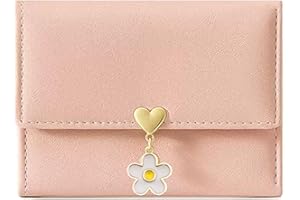 AACKS Women Wallets Small Trifold Leather Pocket Wallet Ladies Mini Short Purse, Pink