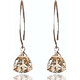 Rose Gold Rose Quartz Trillion Earrings Sterling Silver