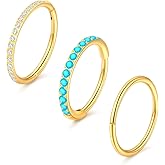 Oveta 3PCS 20G Nose Rings Hoop 8mm, Surgical Steel Tragus Helix Conch Piercing Jewelry Higned Segment Clicker Cartilage Hoop Earrings for Women Men, Silver/Gold