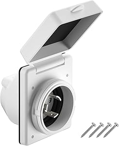 Kohree RV Power Inlet 125V 30 AMP Power Plug Twist Lock Inlet with 3 Stainless Steel Pins and Screws, White