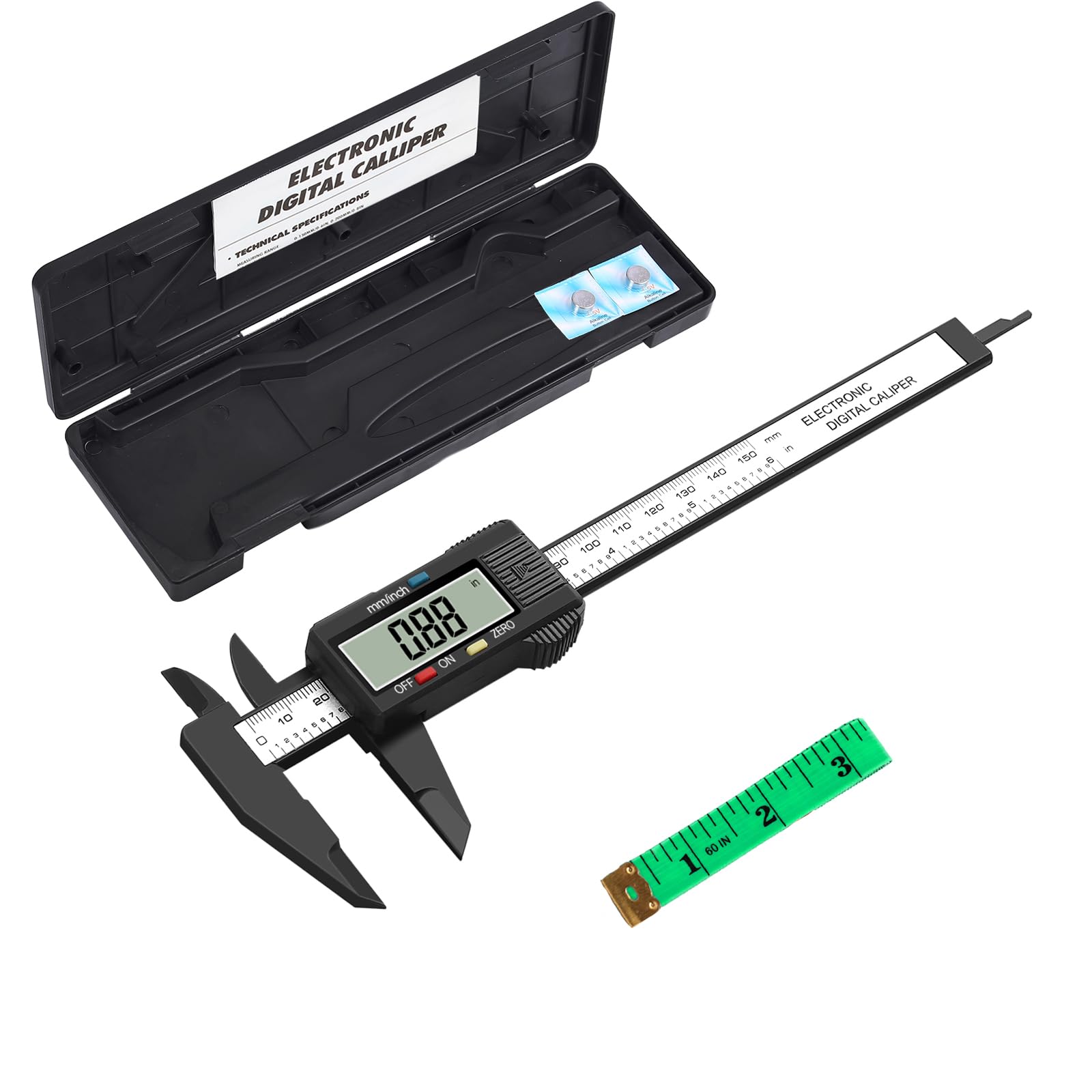 Photo 1 of HDLNAK Digital Vernier Caliper,0-6" Calipers Measuring Tool - Electronic Micrometer Caliper, Auto-Off Feature, Inch and Millimeter Conversion + 1 Pcs Tape Measure Measuring Tape for DIY Measuremen