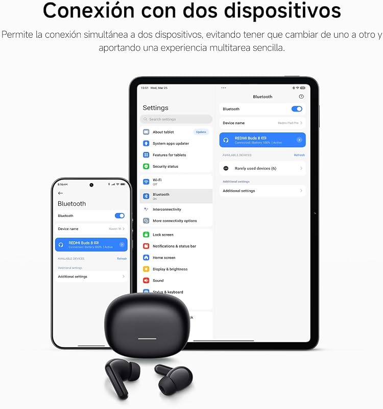 Redmi Buds 8, auscultadores sem fios, ANC 50 dB, 44 h, branco — foto 8 de 8