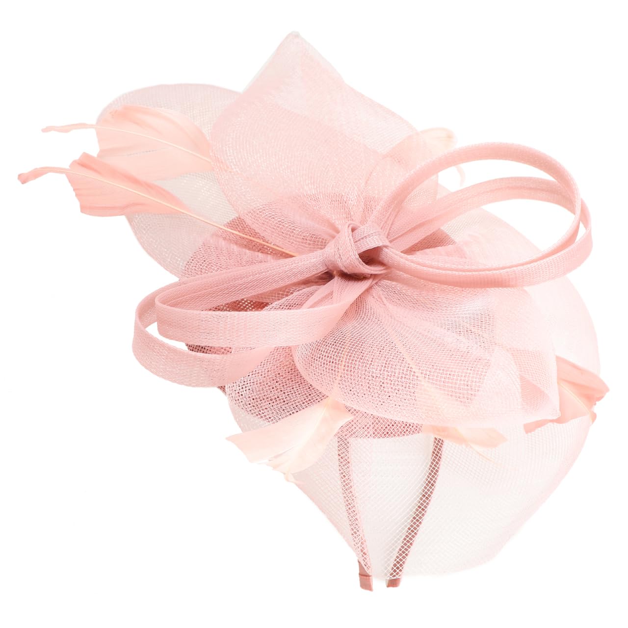 Lurrose Pink Fascinators for Weddings, Flower Hairband Mesh Clip Headband Women Ladies Wedding Hats Accessories