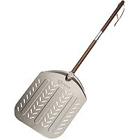 Q Pizza Perforated Aluminum Pizza Peel with Detachable Long Wood Handle, 12" Pizza Paddle Outdoor Pizza Oven Accessory for Ba