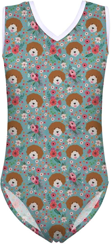 Discount Sale Chaqlin Swimsuit V Neck Sleeveless Gymnastics One Piece Swimwear Dancing Uniform Dog Pattern Blue For 5 14y Promotional Items Www Isuzunambinh Vn