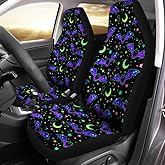 Bulopur Blue Cartoon Bats Moon Star Car Seat Covers for Front Seat Protector Saddle Blanket Soft Flexible Seat Cushion Cover