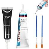 Kenbry Leather Repair Kit,Leather Glue & Black Filler for Tears, Rips,Vinyl Leather Repair Kit Scratch Repair on Artificial Furniture,Shoes,Car Seat,Car Interiors,Couches