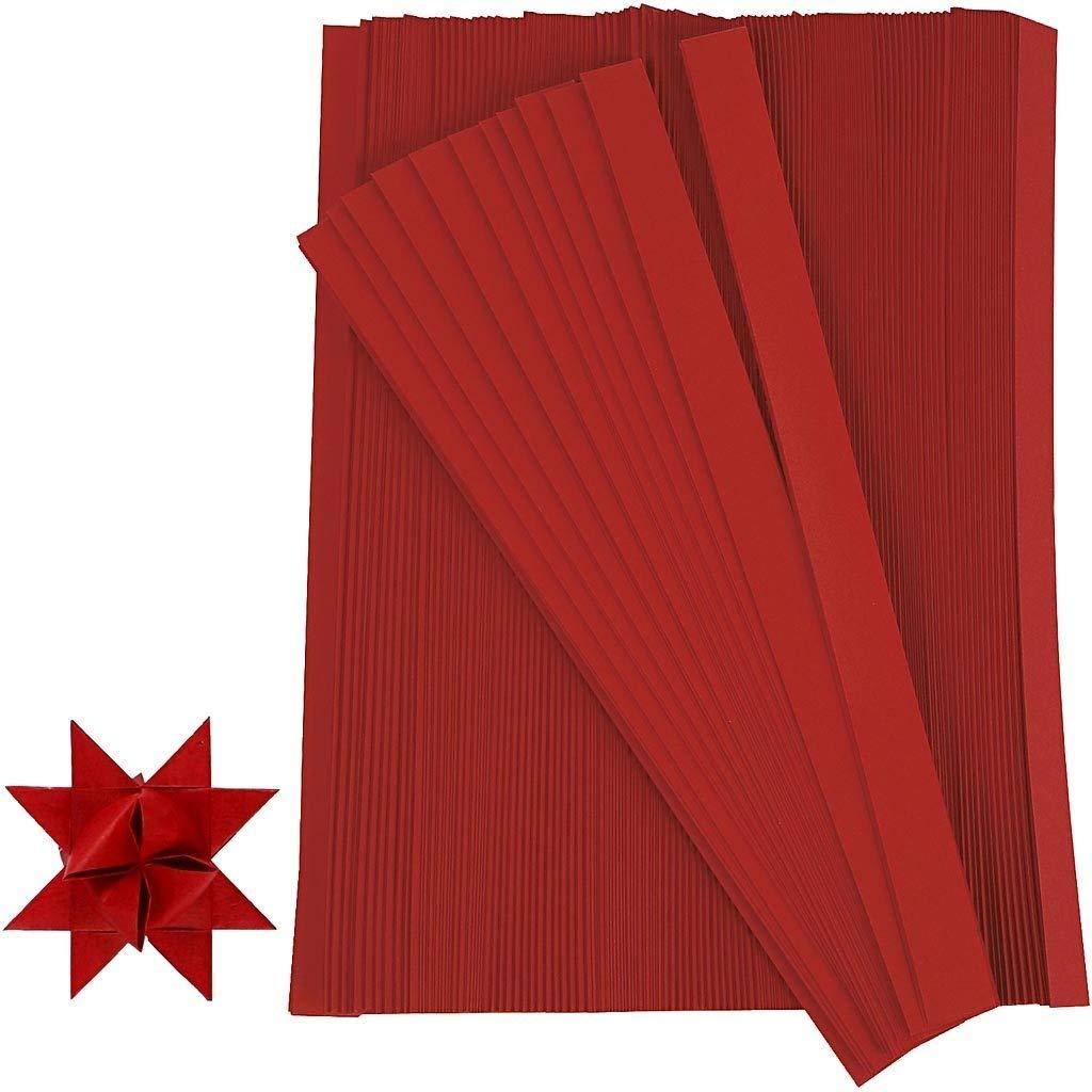 Creativ Company 20932 500-Piece Paper Star Strips, Red
