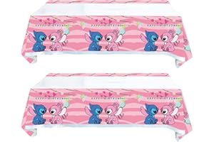 NF Orange 2 Pcs Lillos and Stitchs Tablecloth, for Girl Lillos and Stitchs Theme Birthday Party Supplies Decorations (70" x 42") (Pack of 2)