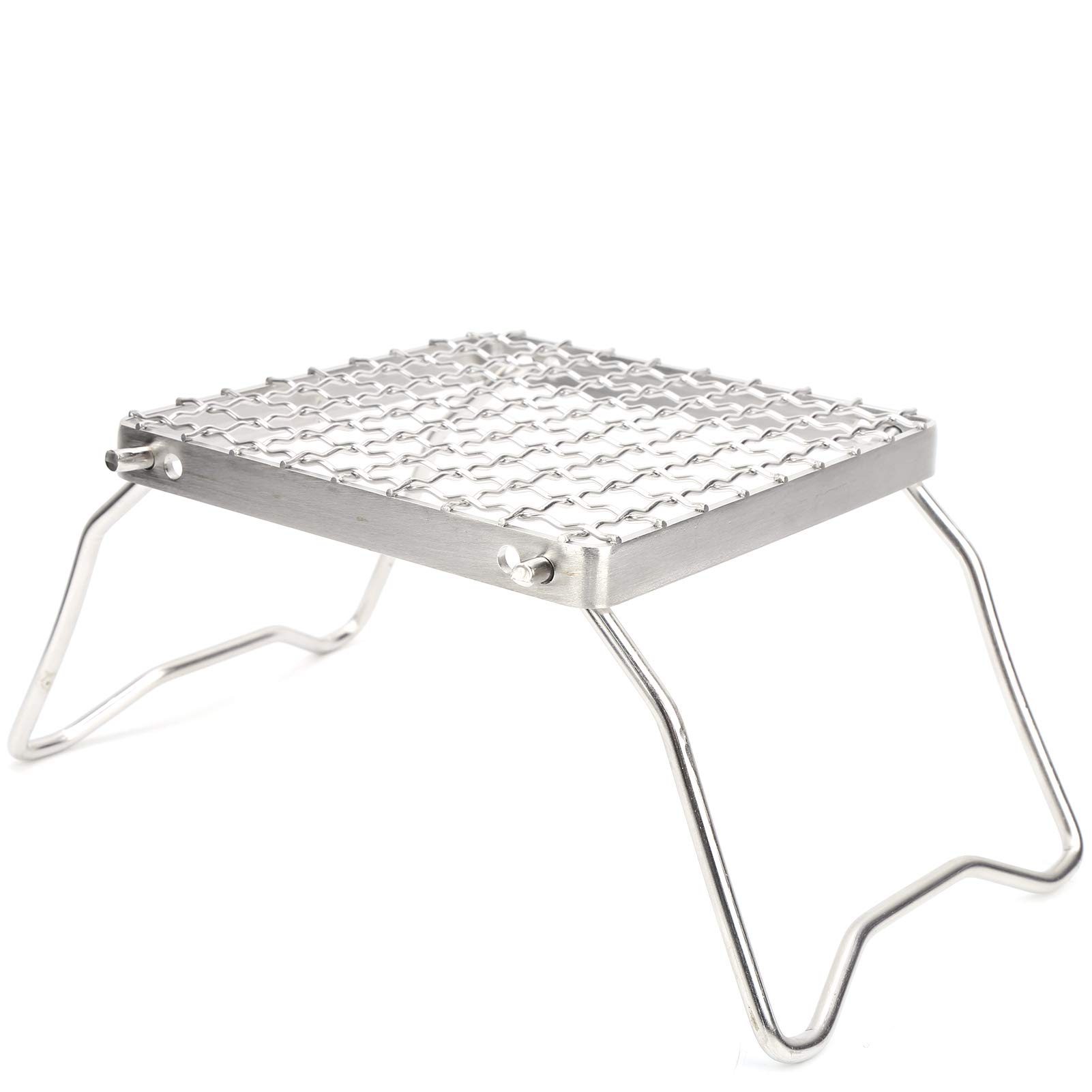 Folding BBQ Grill Rack, Stainless Steel Mini Barbecue Grill Stove Stand Rack Bracket Large Mesh Camping Pot Stand Burning Firewood Stove for Outdoor Picnic